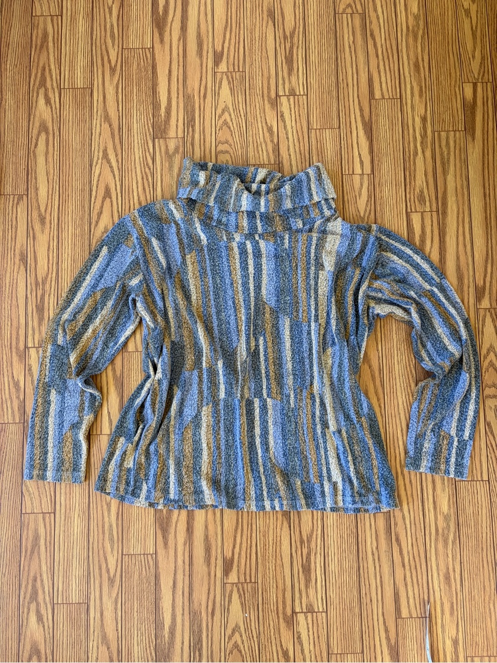 Dantelle striped chenille cowlneck turtleneck beachy bohemian sweater size L